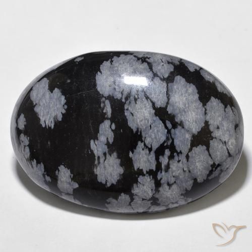 28.85ct Natural cinza-branco preto Obsidiana Floco de Neve, oval, Opaco