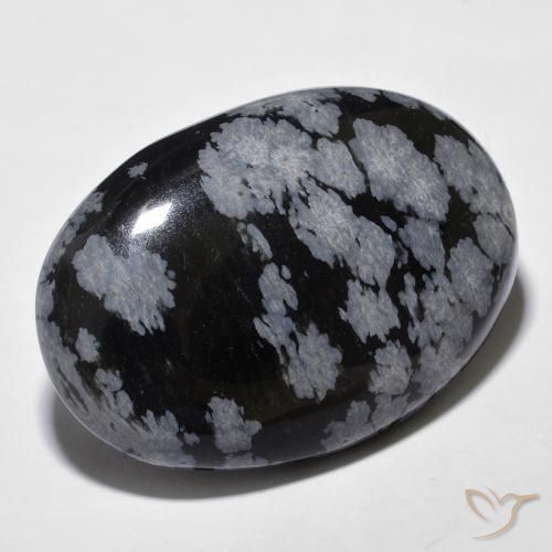 Obsidiana Floco de Neve cinza-branco preto Natural 28.85ct, oval, Opaco