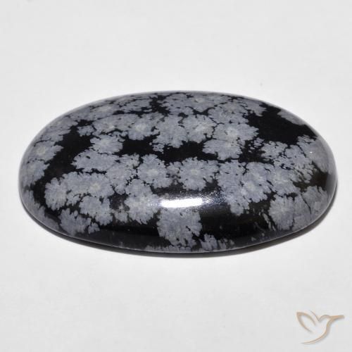 Obsidiana Floco de Neve cinza-branco preto Natural 26.31ct, oval, Opaco