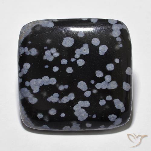 28.25ct Natural cinza-branco preto Obsidiana Floco de Neve, Almofada, Opaco