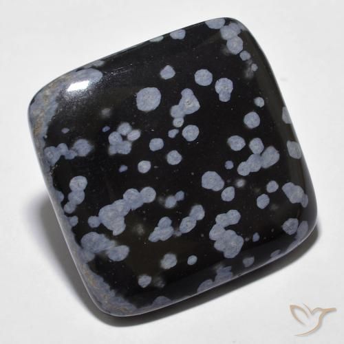 Obsidiana Floco de Neve cinza-branco preto Natural 28.25ct, Almofada, Opaco