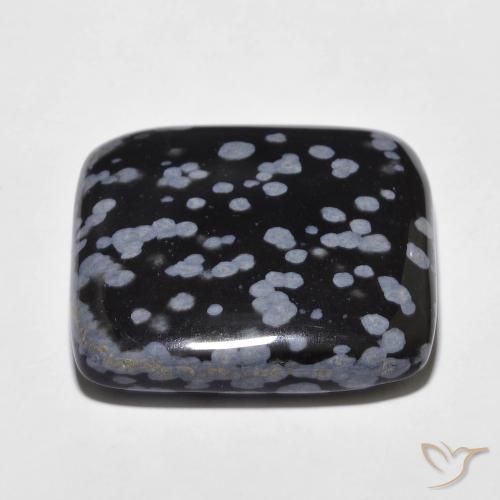 Obsidiana Floco de Neve cinza-branco preto Natural 28.25ct, Almofada, Opaco