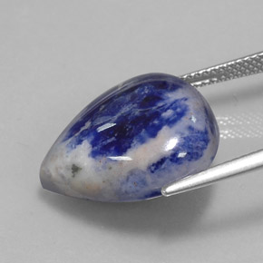 Sodalita azul natural 12,26ct, formato de pêra, opaco