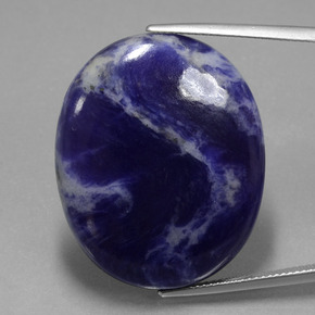 Sodalita azul natural 37,31ct, corte oval, opaco