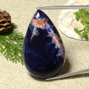 Sodalita azul natural 31,37ct, formato de pêra, opaco