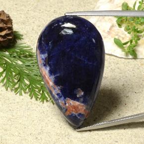 Sodalita azul natural 31,37ct, formato de pêra, opaco