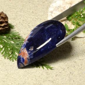 Sodalita azul natural 31,37ct, formato de pêra, opaco