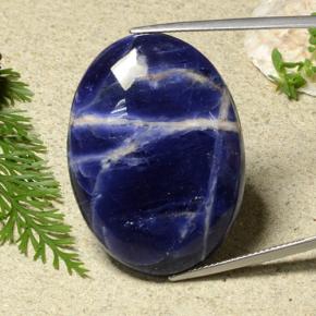 Sodalita azul natural 40,74ct, corte oval, opaco