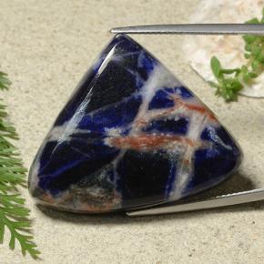 Sodalita azul natural 48,92ct, trillion, opaco