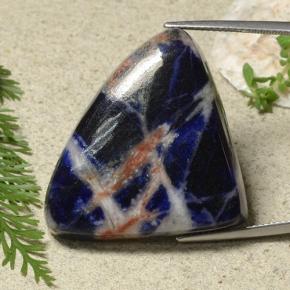 Sodalita azul natural 48,92ct, trillion, opaco