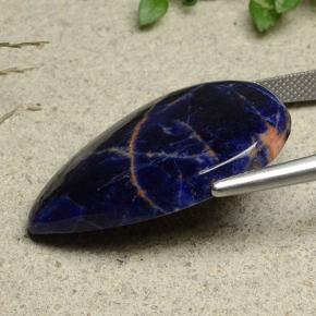 Sodalita azul natural 22,02ct, formato de pêra, opaco