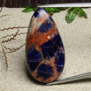 Sodalita azul natural 21,22ct, formato de pêra, opaco