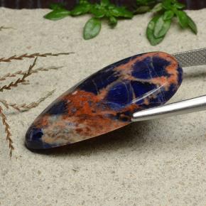 Sodalita azul natural 21,22ct, formato de pêra, opaco