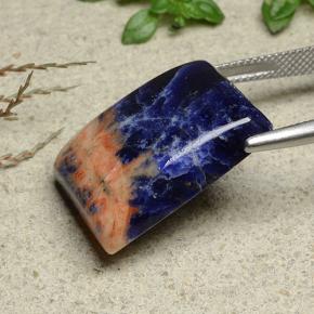 Sodalita azul natural 21,97ct, baguete, opaco