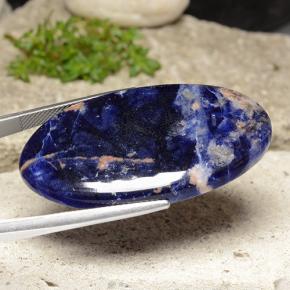Sodalita azul natural 35,94ct, corte oval, opaco