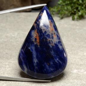 Sodalita azul natural 63,27ct, formato de pêra, opaco