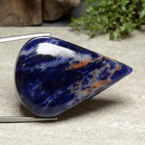Sodalita azul natural 63,27ct, formato de pêra, opaco