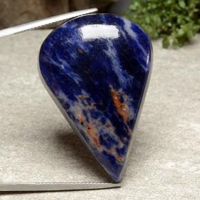 Sodalita azul natural 63,27ct, formato de pêra, opaco