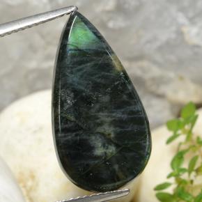 Espectrolita multicolorido natural 6,57ct, formato de pêra, opaco