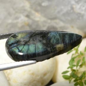 Espectrolita multicolorido natural 6,57ct, formato de pêra, opaco