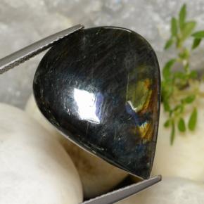 Espectrolita multicolorido natural 11,71ct, formato de pêra, opaco