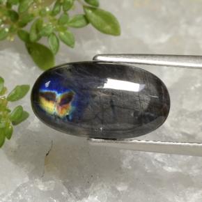 Espectrolita multicolorido natural 3,52ct, corte oval, opaco