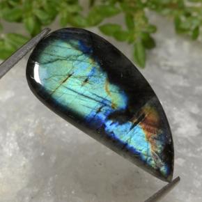 Espectrolita multicolorido natural 6,01ct, forma extravagante, opaco