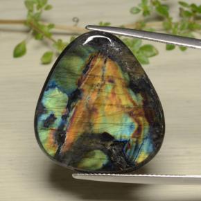Espectrolita multicolorido natural 14,38ct, trillion, opaco