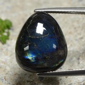 Espectrolita multicolorido natural 11,36ct, formato de pêra, opaco