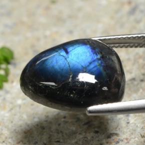 Espectrolita multicolorido natural 11,36ct, formato de pêra, opaco
