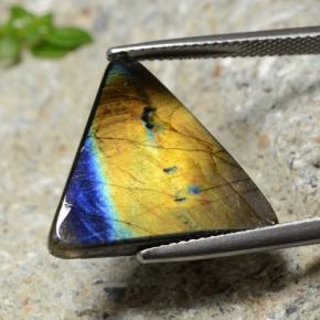 Espectrolita multicolorido natural 9,73ct, trillion, opaco
