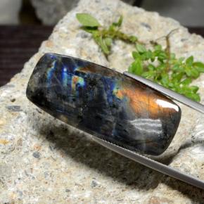 Espectrolita multicolorido natural 23,58ct, almofada cortada, opaco
