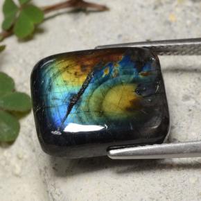 Espectrolita multicolorido natural 6,88ct, almofada cortada, opaco