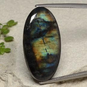 Espectrolita multicolorido natural 16,74ct, corte oval, opaco