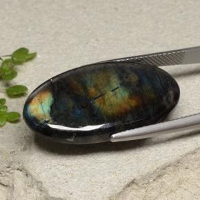 Espectrolita multicolorido natural 16,74ct, corte oval, opaco