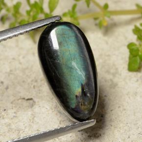 Espectrolita multicolorido natural 4,09ct, formato de pêra, opaco