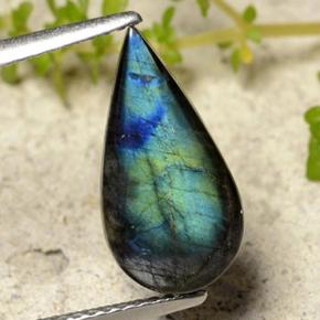 Espectrolita multicolorido natural 2,13ct, formato de pêra, opaco