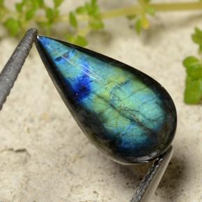 Espectrolita multicolorido natural 2,13ct, formato de pêra, opaco