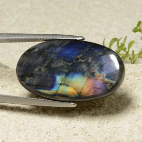 Espectrolita multicolorido natural 14,82ct, corte oval, opaco