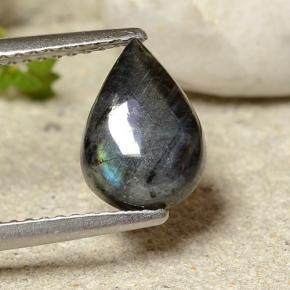 Espectrolita multicolorido natural 1,52ct, formato de pêra, opaco