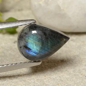 Espectrolita multicolorido natural 1,52ct, formato de pêra, opaco