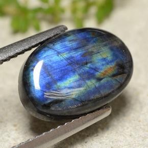 Espectrolita multicolorido natural 2,95ct, corte oval, opaco