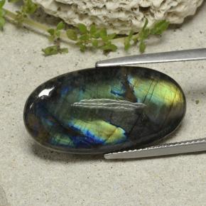 Espectrolita multicolorido natural 9,84ct, corte oval, opaco