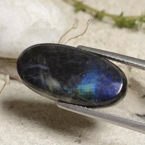 Espectrolita multicolorido natural 5,96ct, corte oval, opaco