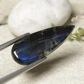 Espectrolita multicolorido natural 4,92ct, formato de pêra, opaco