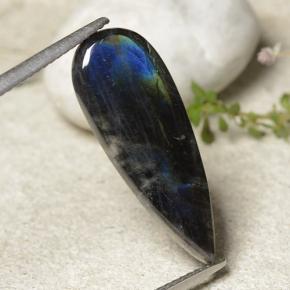 Espectrolita multicolorido natural 4,92ct, formato de pêra, opaco