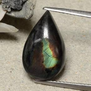 Espectrolita multicolorido natural 5,24ct, formato de pêra, opaco