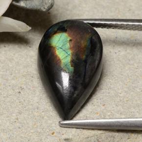 Espectrolita multicolorido natural 5,24ct, formato de pêra, opaco