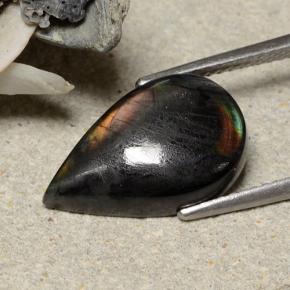 Espectrolita multicolorido natural 5,24ct, formato de pêra, opaco