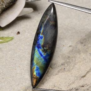 Espectrolita multicolorido natural 4,89ct, marquise, opaco